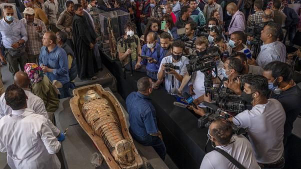 Egypt publicly displays dozens of mummy coffins dating thousands of years